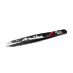 Tweezerman Black Matte Slant Tweezer, Professional Stainless Steel Precision Tweezers for Facial Hair and Eyebrows, (Pack of 1) - Damaged Box