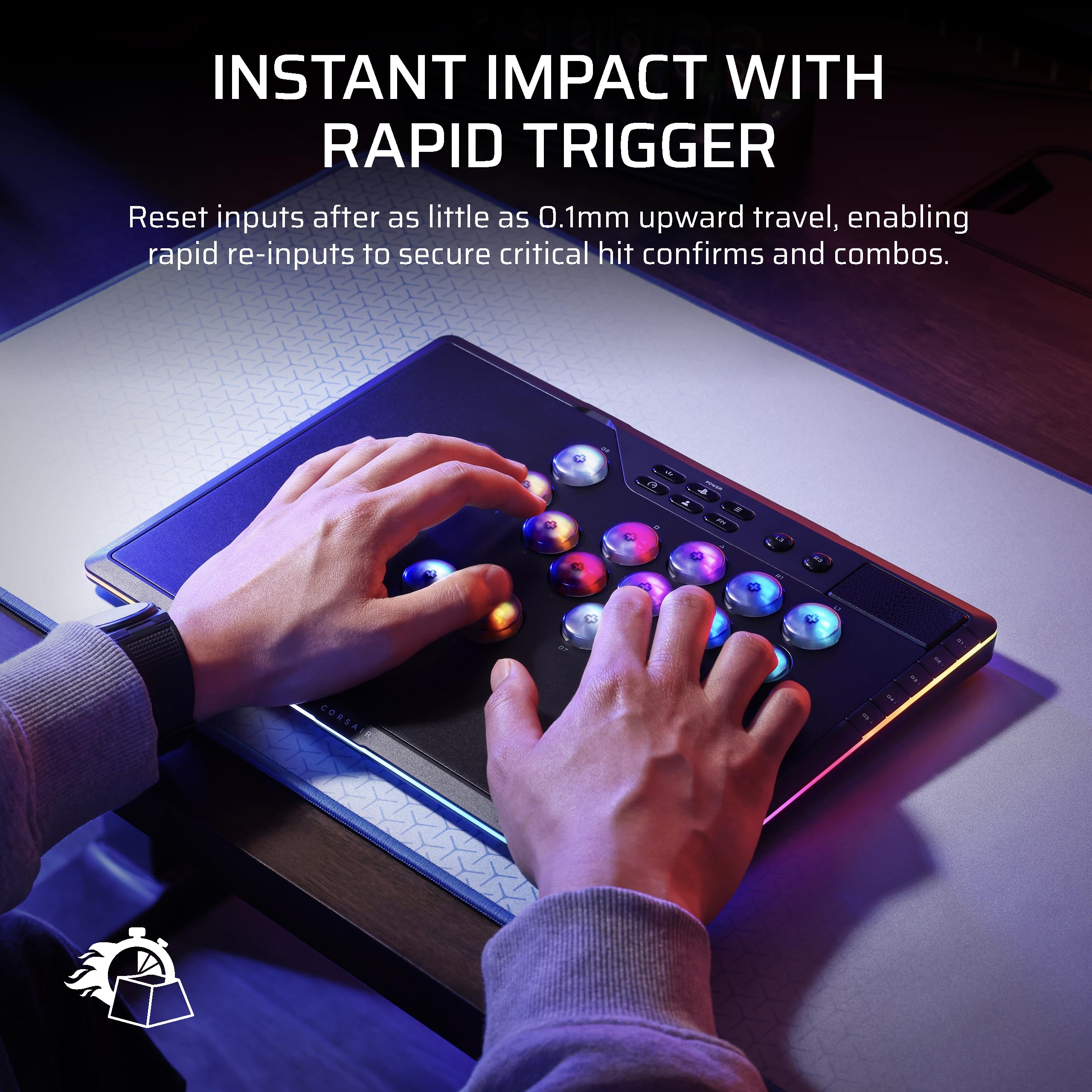 Corsair NOVABLADE PRO Wireless Hall Effect Leverless Controller - 15-Main Key Layout, 1000Hz Polling, 2.4GHz Wireless, SOCD, MGX Hyperdrive Hall Effect Magnetic Switches - PS5, PS4, PC - Black - Very Good