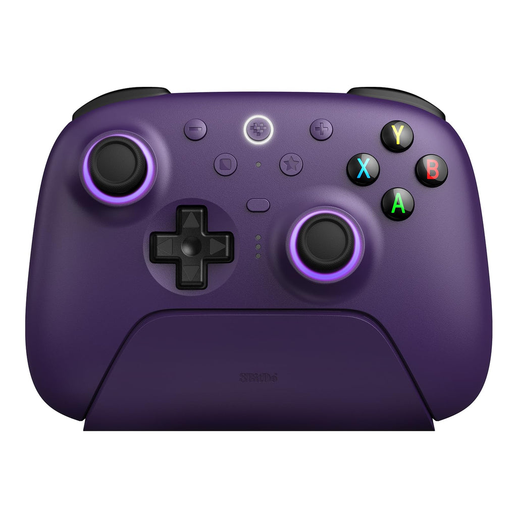 8Bitdo Ultimate 2 Wireless Controller for Windows & Android, Gaming Controller with TMR Joysticks, Switchable Hall Effect/Tactile Triggers, Motion Control, RGB Fire Ring, 8Speed Wireless Tech, Purple - Like New