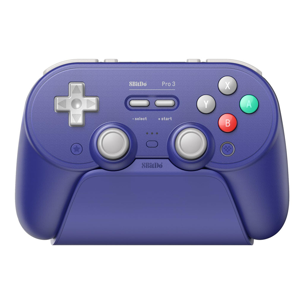 8BitDo Pro 3 Bluetooth Controller for Switch/Switch 2 - TMR Joysticks, Swappable ABXY Buttons, Pro Back Buttons, Charging Dock, Hall Effect Triggers, for Windows, Apple, SteamOS, Android - Purple - Like New