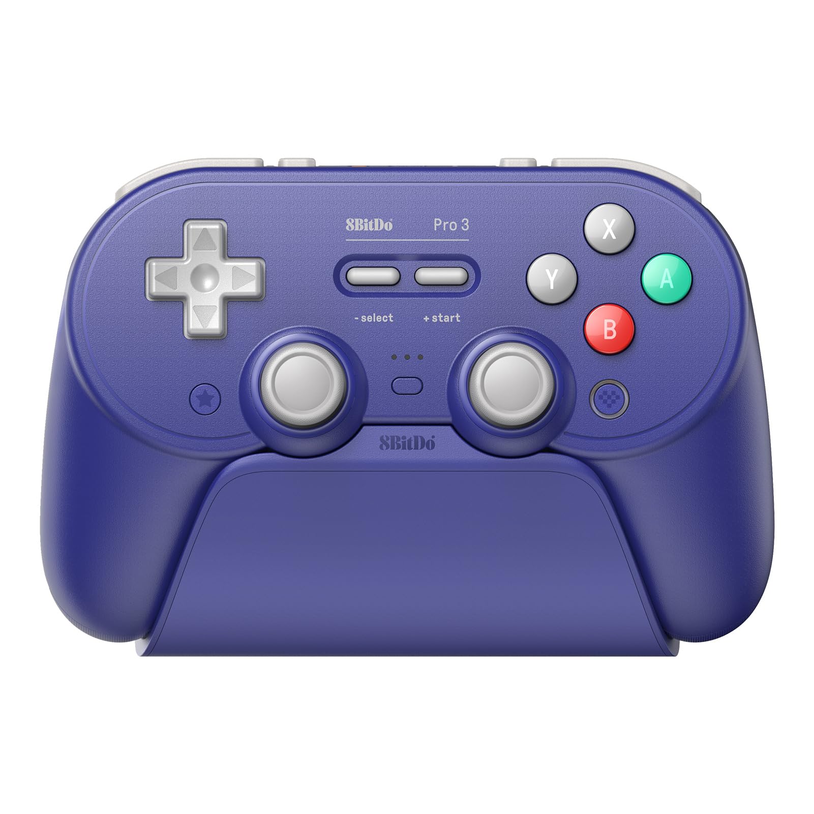 8BitDo Pro 3 Bluetooth Controller for Switch/Switch 2 - TMR Joysticks, Swappable ABXY Buttons, Pro Back Buttons, Charging Dock, Hall Effect Triggers, for Windows, Apple, SteamOS, Android - Purple - Like New