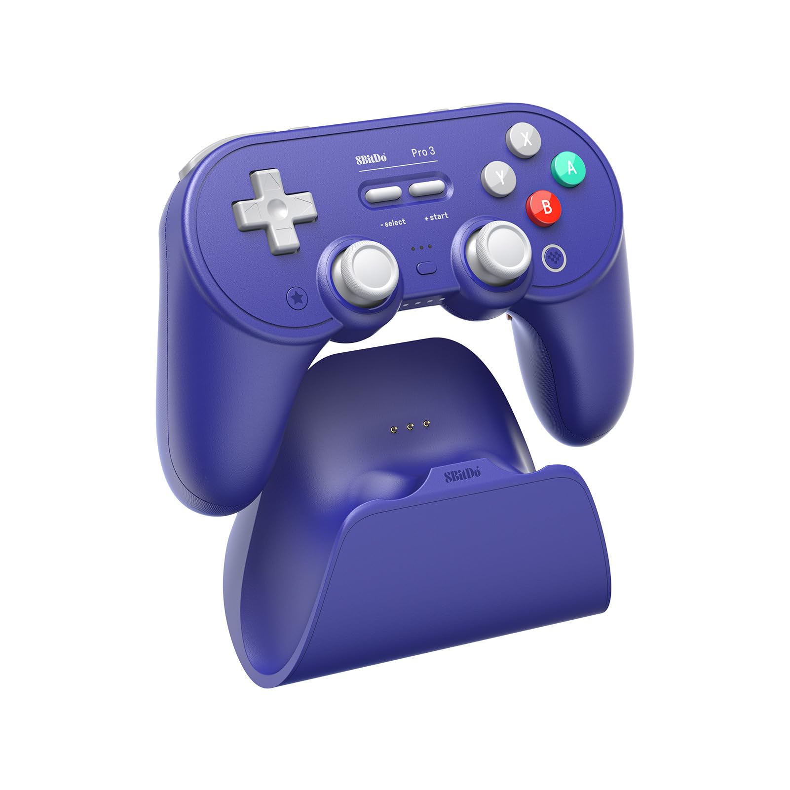 8BitDo Pro 3 Bluetooth Controller for Switch/Switch 2 - TMR Joysticks, Swappable ABXY Buttons, Pro Back Buttons, Charging Dock, Hall Effect Triggers, for Windows, Apple, SteamOS, Android - Purple - Like New