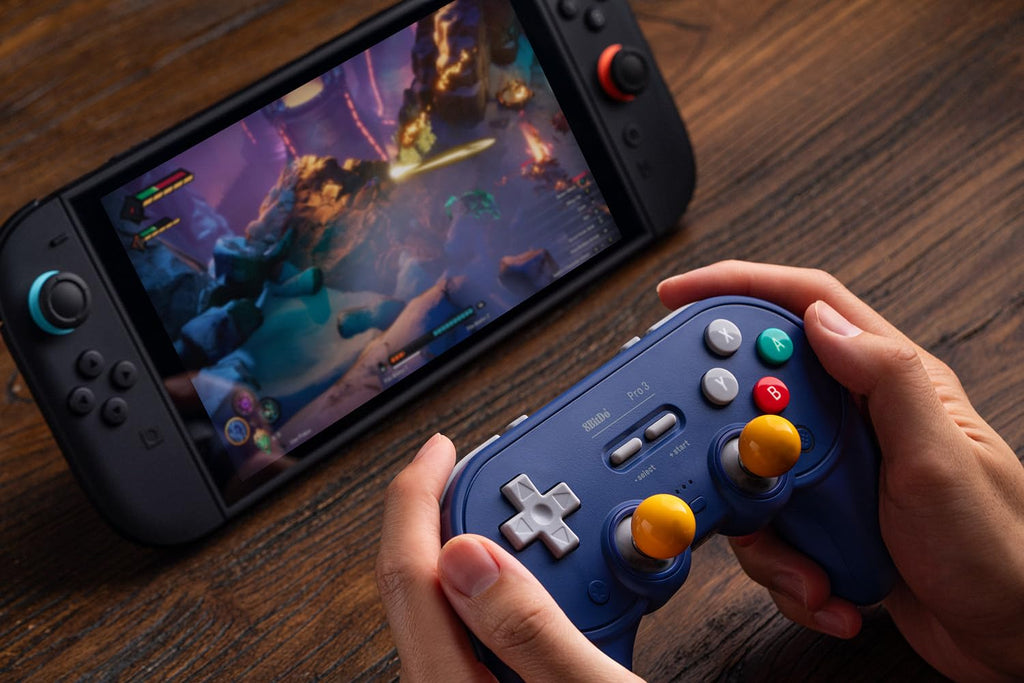 8BitDo Pro 3 Bluetooth Controller for Switch/Switch 2 - TMR Joysticks, Swappable ABXY Buttons, Pro Back Buttons, Charging Dock, Hall Effect Triggers, for Windows, Apple, SteamOS, Android - Purple - Like New