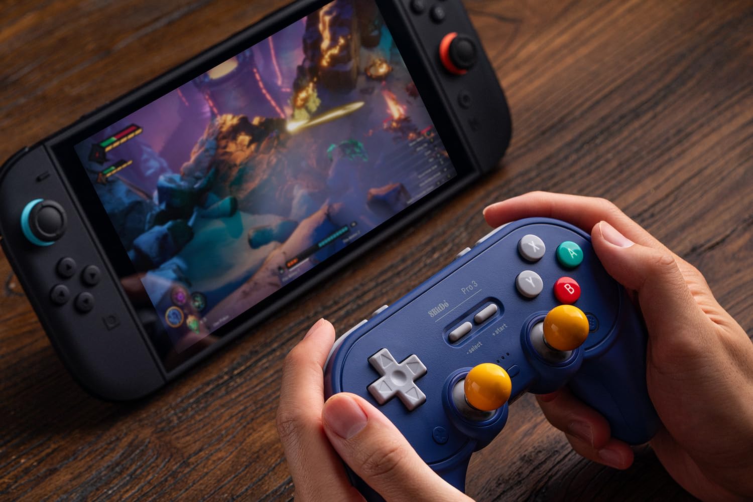 8BitDo Pro 3 Bluetooth Controller for Switch/Switch 2 - TMR Joysticks, Swappable ABXY Buttons, Pro Back Buttons, Charging Dock, Hall Effect Triggers, for Windows, Apple, SteamOS, Android - Purple - Like New