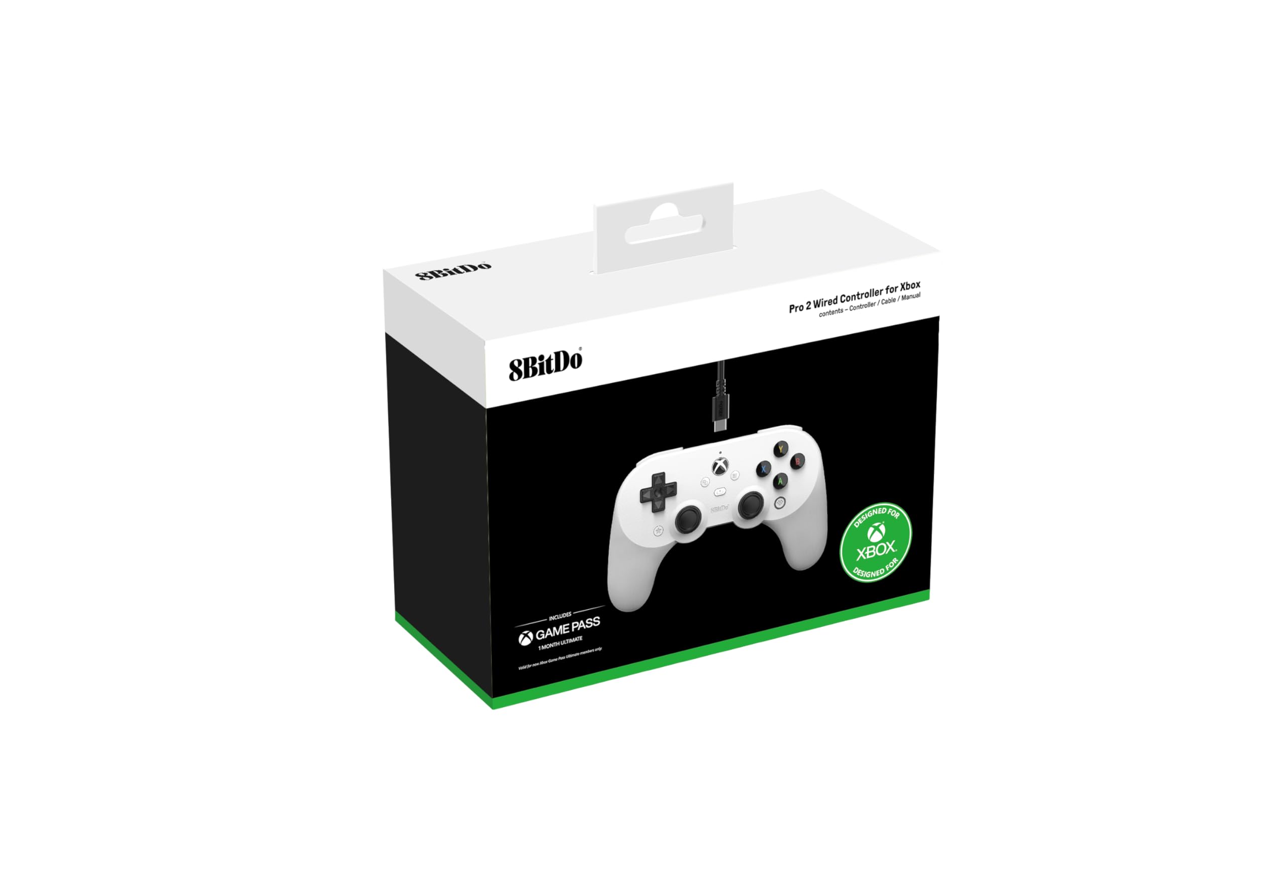 8Bitdo Pro 2 Wired Controller for Xbox, Hall Effect Joystick Update, 3.5mm Audio Jack, Compatible with Xbox Series X|S, Xbox One, Windows 10/11 - Officially Licensed (White) - Like New