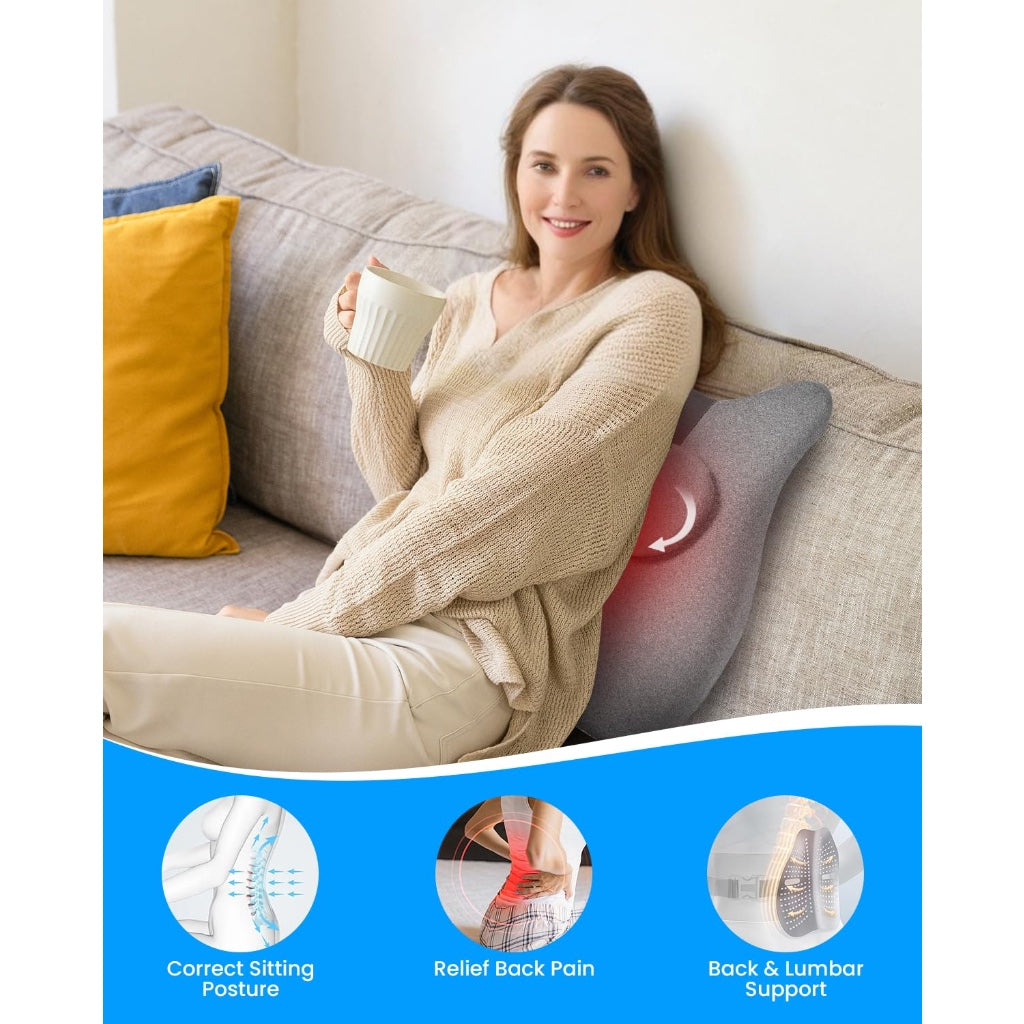 COMFIER Lumbar Cushion, Ergonomic Memory Foam Shoulder Massager, Shiatsu Back Massage with Heat, Graphene Heating Back Massager for Office Chair - Damaged Box