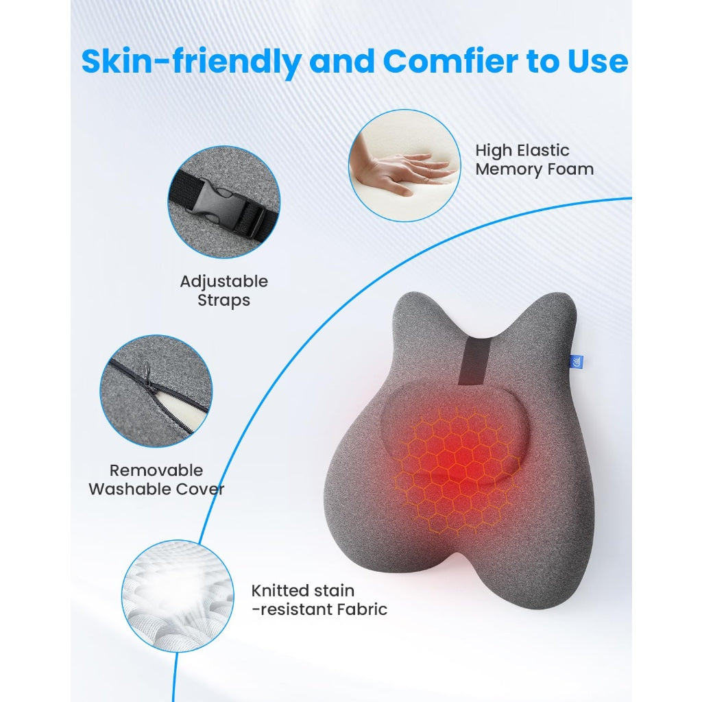 COMFIER Lumbar Cushion, Ergonomic Memory Foam Shoulder Massager, Shiatsu Back Massage with Heat, Graphene Heating Back Massager for Office Chair - Damaged Box