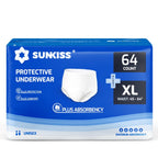 SUNKISS TrustPlus Incontinence Pants for Men and Women, Adult Pull Ups, Disposable Protective Underwear, Maximum Absorbency, Odour Control, Large, 64 Count (4 Packs of 16) - Damaged Box