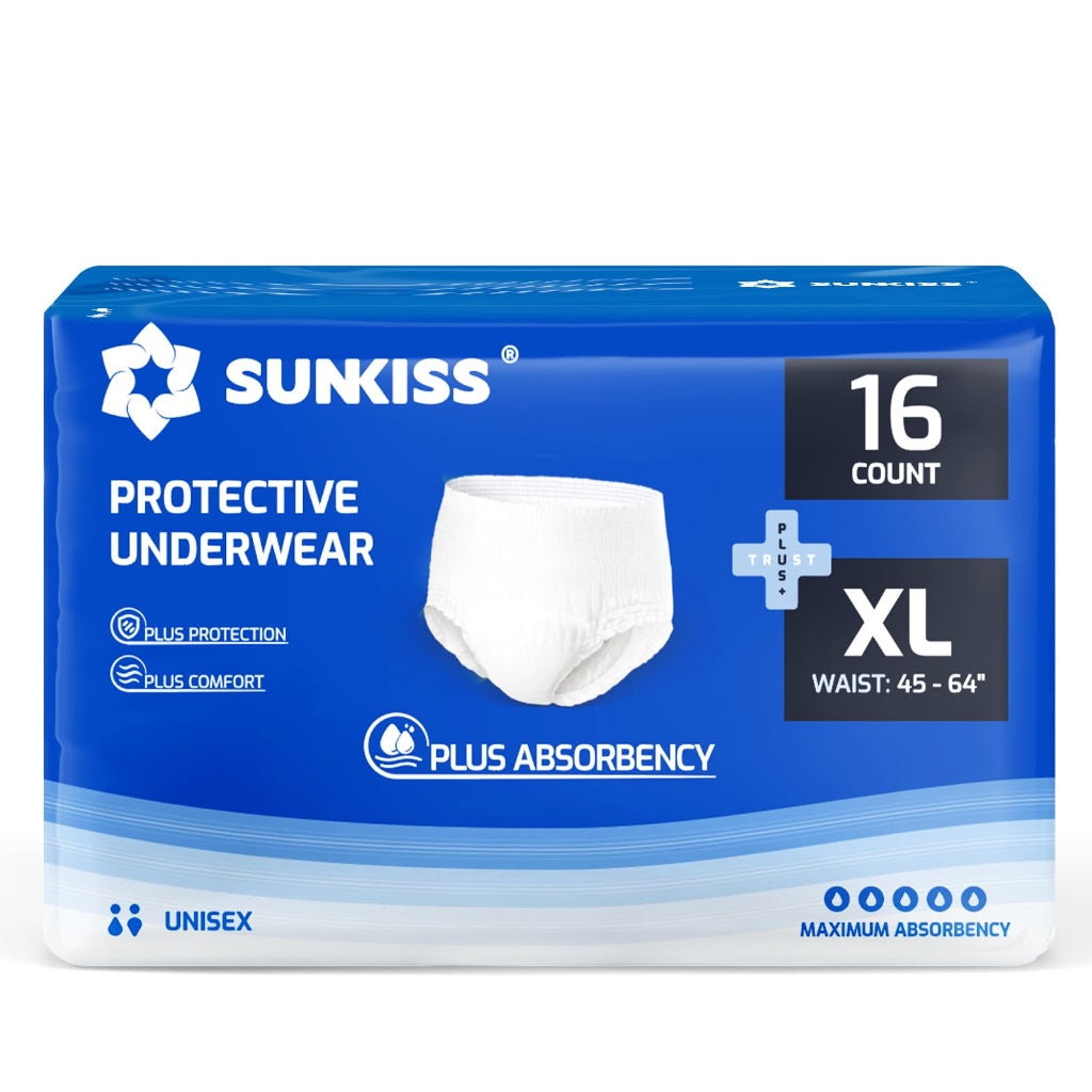 SUNKISS TrustPlus Incontinence Pants for Men and Women, Adult Pull Ups, Disposable Protective Underwear, Maximum Absorbency, Odour Control, Large, 64 Count (4 Packs of 16) - Damaged Box