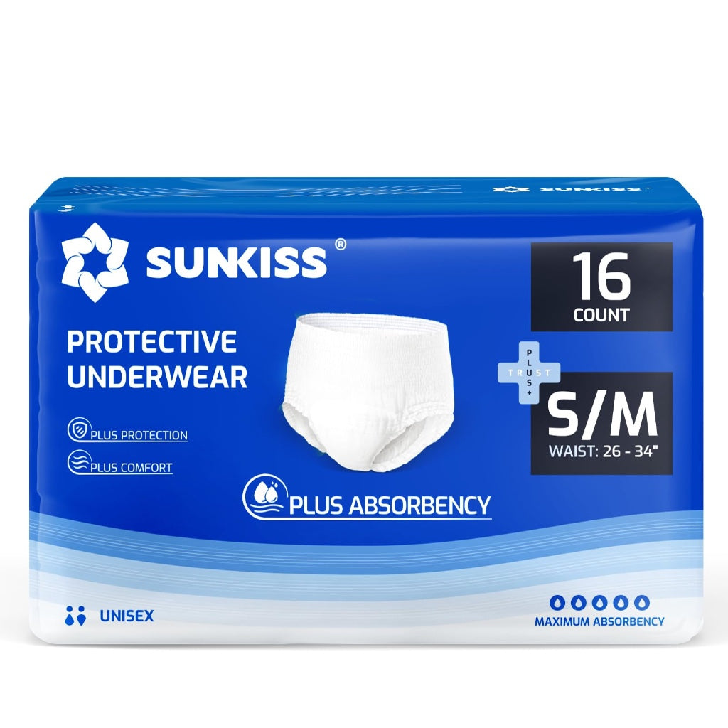 SUNKISS TrustPlus Incontinence Pants for Men and Women, Adult Pull Ups, Disposable Protective Underwear, Maximum Absorbency, Odour Control, Large, 64 Count (4 Packs of 16) - Damaged Box