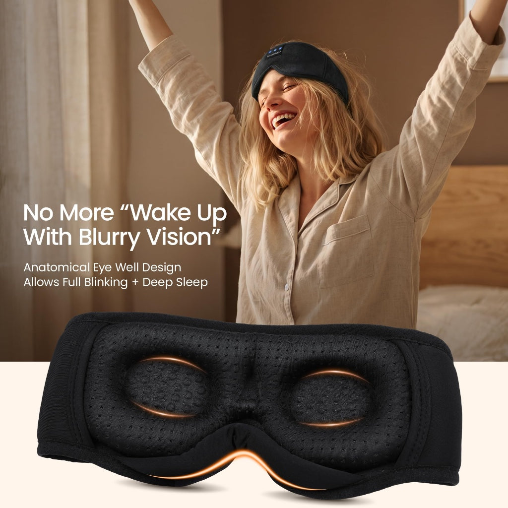 LC-dolida Bluetooth Sleep Mask Headphones Complete Blackout 3D Deep Eye Mask with Headphones Bluetooth V5.4 Can Play 15Hrs Breathable Eye mask with Earphones for Travel,Nap Sleeping,Shift Work - Like New