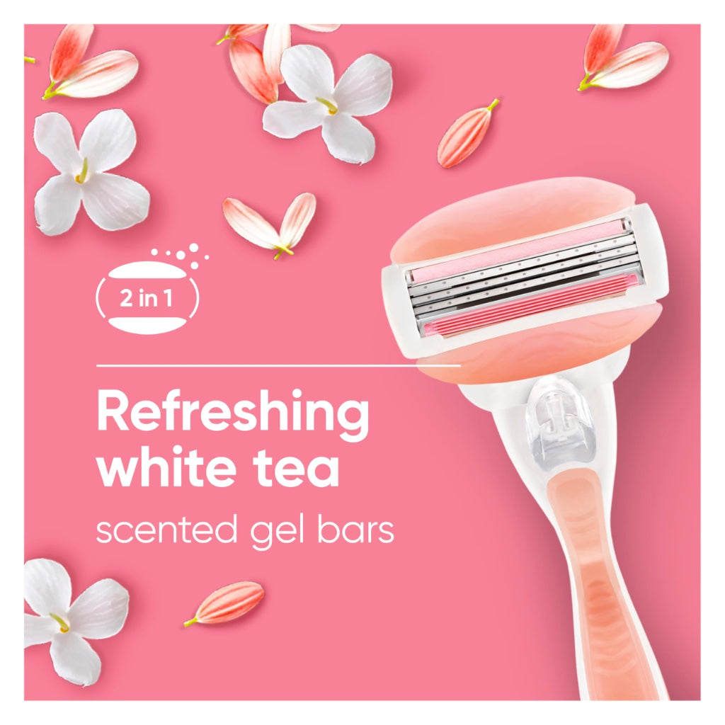 Gillette Venus ComfortGlide Women's Razor, Spa Breeze - 3 Refill Razor Cartridges, Reusable Metal Handle and Shower Holder - Damaged Box