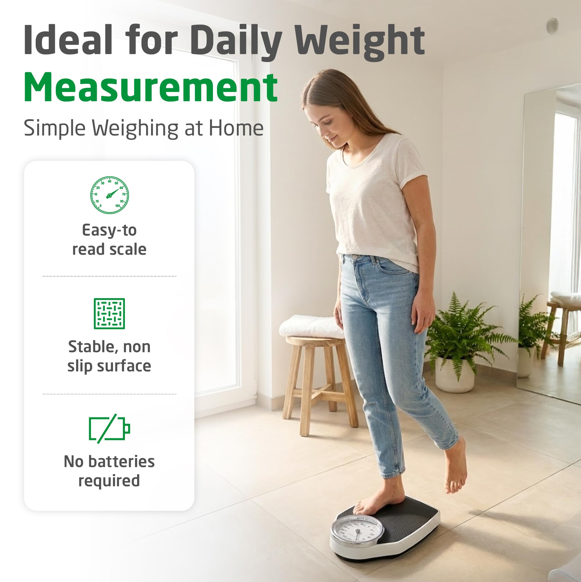 Medisana PSD Mechanical Personal Scale - Retro Analogue Dial, Battery-Free, Solid Metal Body Bathroom Weighing Scales - Very Good