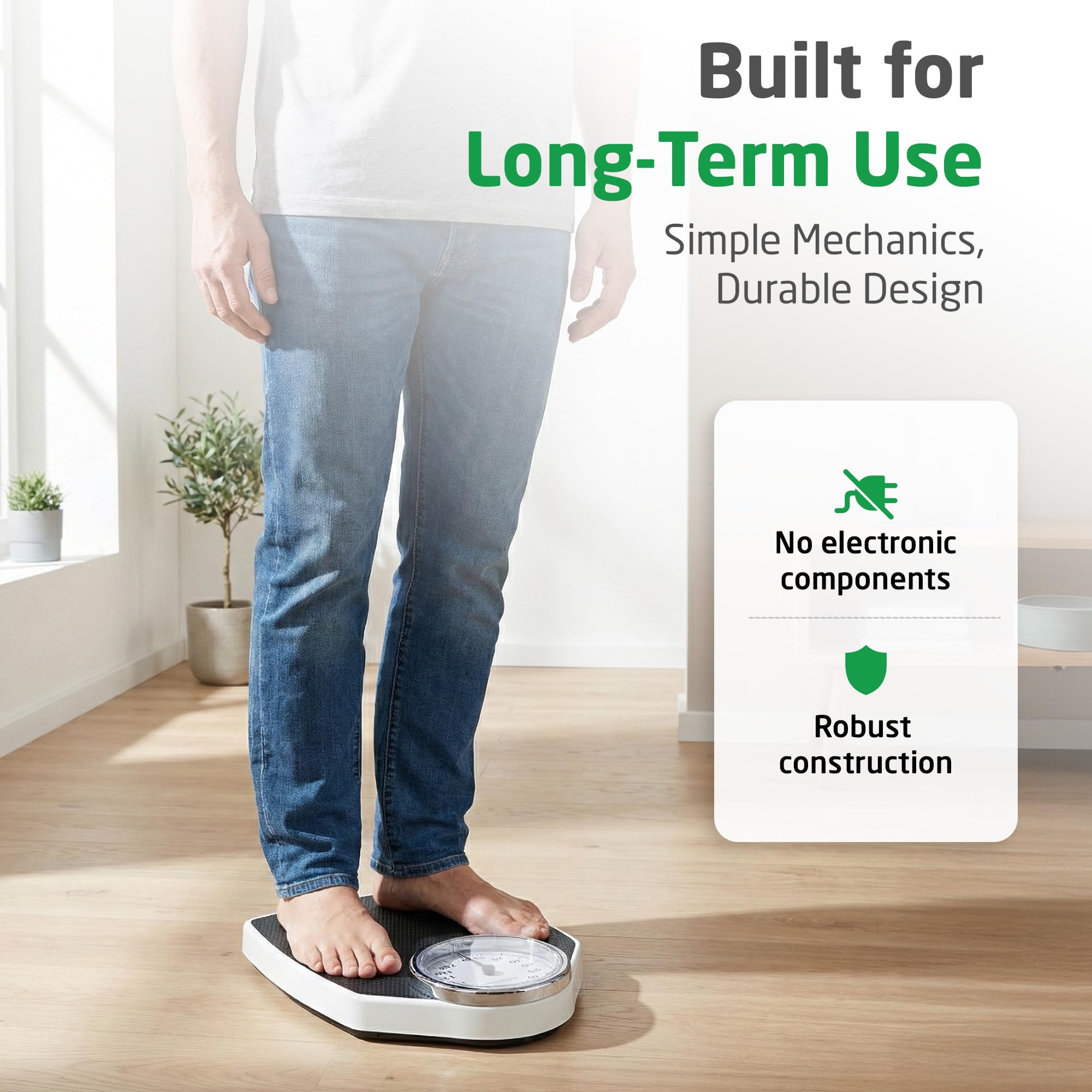 Medisana PSD Mechanical Personal Scale - Retro Analogue Dial, Battery-Free, Solid Metal Body Bathroom Weighing Scales - Very Good