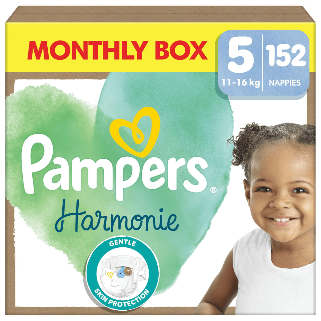 Pampers Harmonie Nappies Size 5 - 152 Pack - 11-16kg - Monthly - Gentle Skin Protection - Damaged Box