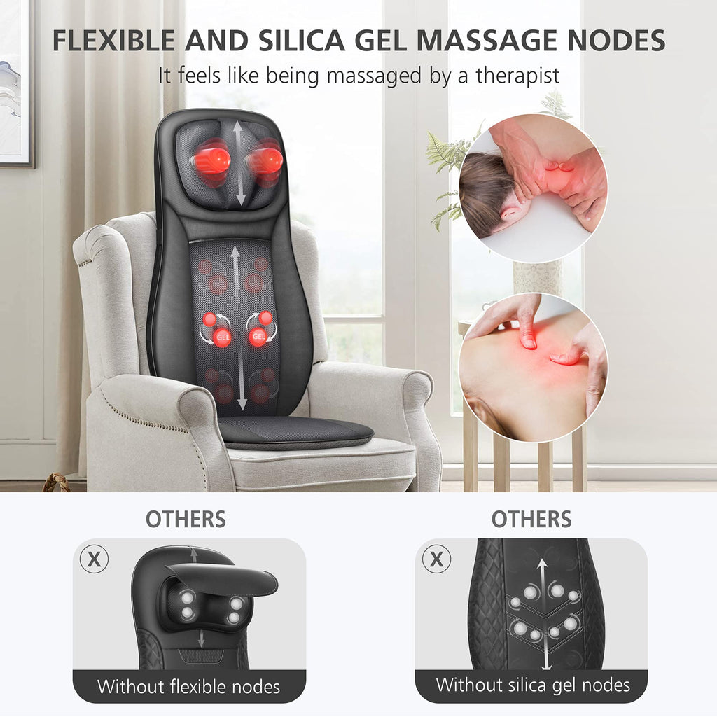 Snailax Back Massager with Heat - Shiatsu Full Body Deep Kneading Rolling Massage Chair Pad - Neck Back Seat with Height Adjustment - Very Good