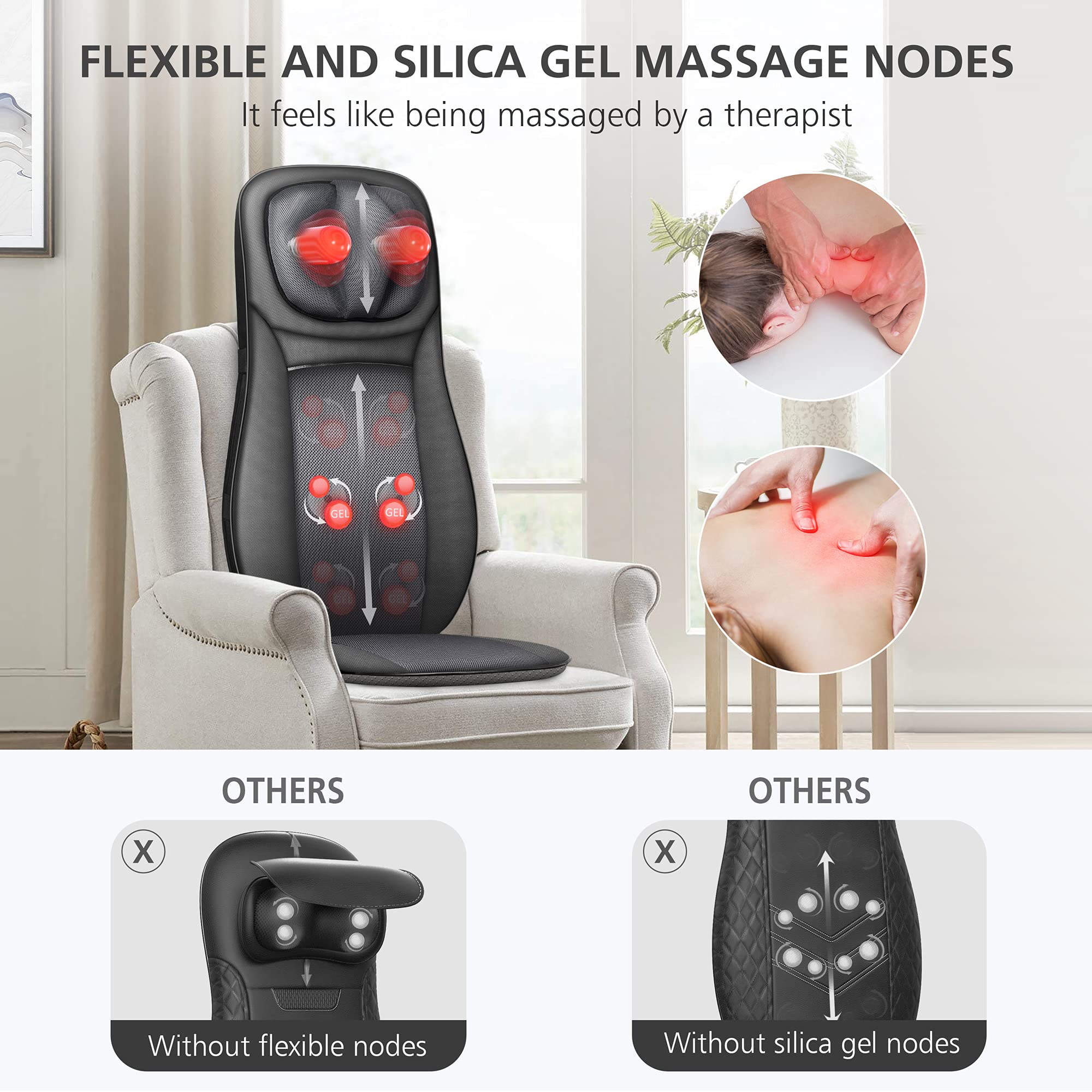 Snailax Back Massager with Heat - Shiatsu Full Body Deep Kneading Rolling Massage Chair Pad - Neck Back Seat with Height Adjustment - Very Good