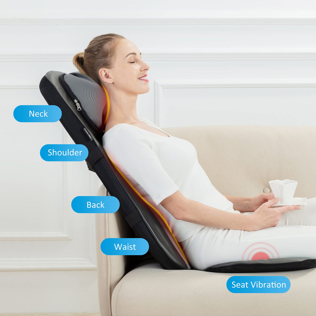 Snailax Back Massager with Heat - Shiatsu Full Body Deep Kneading Rolling Massage Chair Pad - Neck Back Seat with Height Adjustment - Very Good