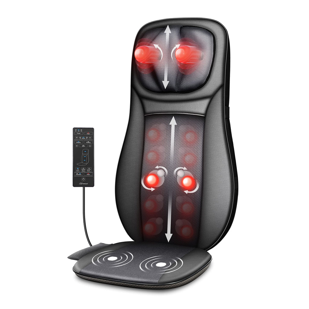 Snailax Back Massager with Heat - Shiatsu Full Body Deep Kneading Rolling Massage Chair Pad - Neck Back Seat with Height Adjustment - Very Good