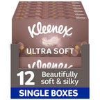 Kleenex Ultra Soft Facial Tissues - Multipack 12 Tissue Boxes - Beautifully Soft and Silky Tissues - Damaged Box