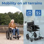 Days Lightweight Folding Wheelchair - 51cm Wide Seat, Blue - Attendant Propelled, Padded, Adjustable Footrests Mobility Aid - Very Good
