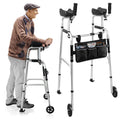Upright Walker for Seniors - Foldable Lightweight Aluminum Mobility Aid with 6" Wheels, Arm Support & Storage Bag - Very Good