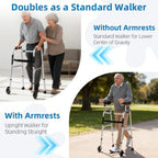 Upright Walker for Seniors - Foldable Lightweight Aluminum Mobility Aid with 6" Wheels, Arm Support & Storage Bag - Very Good