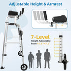 Upright Walker for Seniors - Foldable Lightweight Aluminum Mobility Aid with 6" Wheels, Arm Support & Storage Bag - Very Good