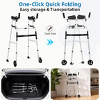 Upright Walker for Seniors - Foldable Lightweight Aluminum Mobility Aid with 6" Wheels, Arm Support & Storage Bag - Very Good