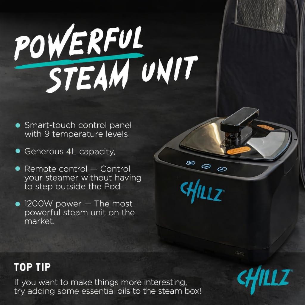 CHILLZ Steam Sauna XL Full Body Portable Tent 1200W 4L Generator Home Spa Detox Relaxation - Very Good