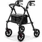 Eazy Fold Lightweight Rollator Walker - Aluminium Folding, 8 Inch Wheels, Adjustable Handles, Seat & Bag - Indoor Outdoor Mobility Aid - Very Good