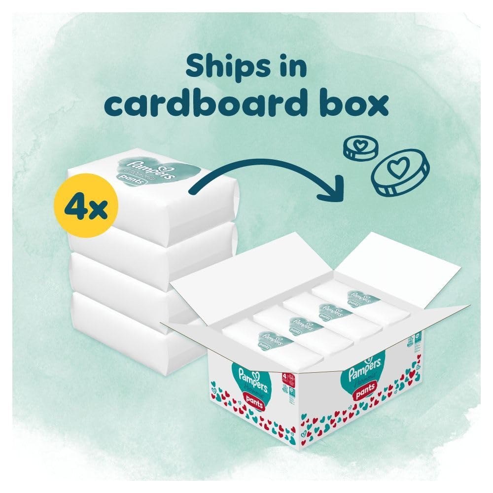 Pampers Harmonie Nappy Pants Size 4 - 168 Nappies - 9-15kg - Monthly Pack - Gentle Skin Protection - 360 Comfort Fit - Damaged Box