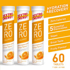 Dextro Energy Zero Calories Effervescent Tablets - Orange - Electrolyte Drink Recovery Hydration - 3 Tubes 60 Tablets - Damaged Box - BBE 08/2026