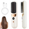 Glow Wave Heated Brush - Cordless Hair Straighteners for Short Hair, Portable, 4 Heat Settings, White, LED Display - Very Good