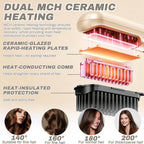 Glow Wave Heated Brush - Cordless Hair Straighteners for Short Hair, Portable, 4 Heat Settings, White, LED Display - Very Good