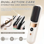 Glow Wave Heated Brush - Cordless Hair Straighteners for Short Hair, Portable, 4 Heat Settings, White, LED Display - Very Good
