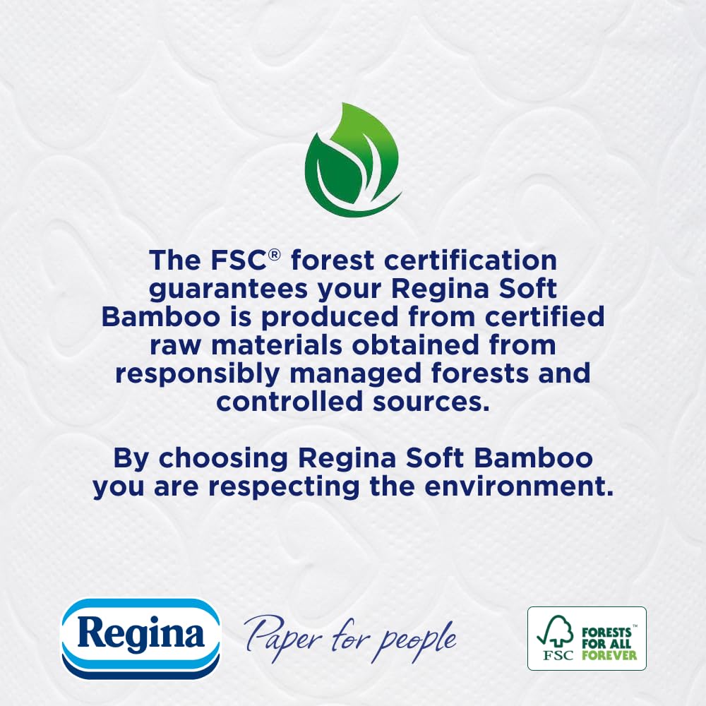 Regina Soft Bamboo Toilet Tissue - 20 Rolls - 3-Ply - Sustainable Bathroom Paper - Damaged Box
