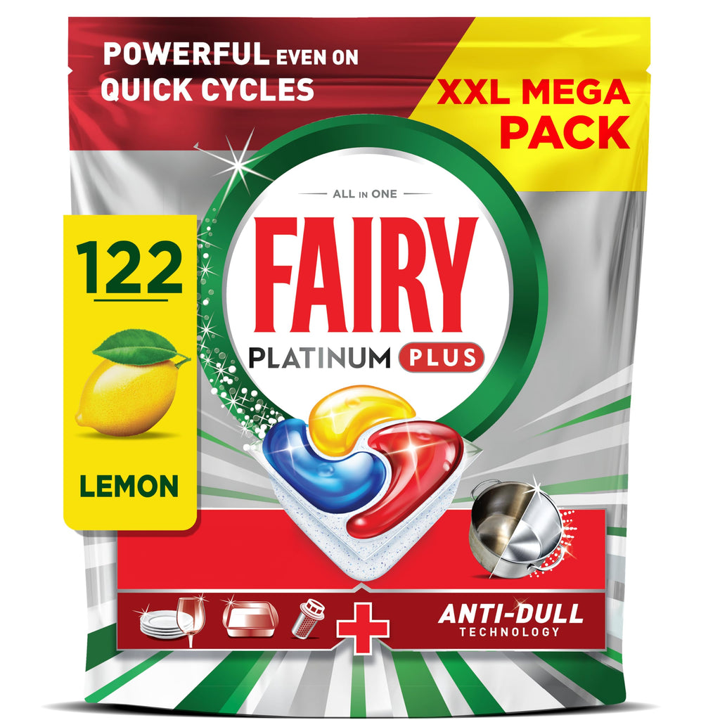 Fairy Platinum Plus Dishwasher Tablets - 42 Pack, Lemon, Anti-Dull Technology - Damaged Box