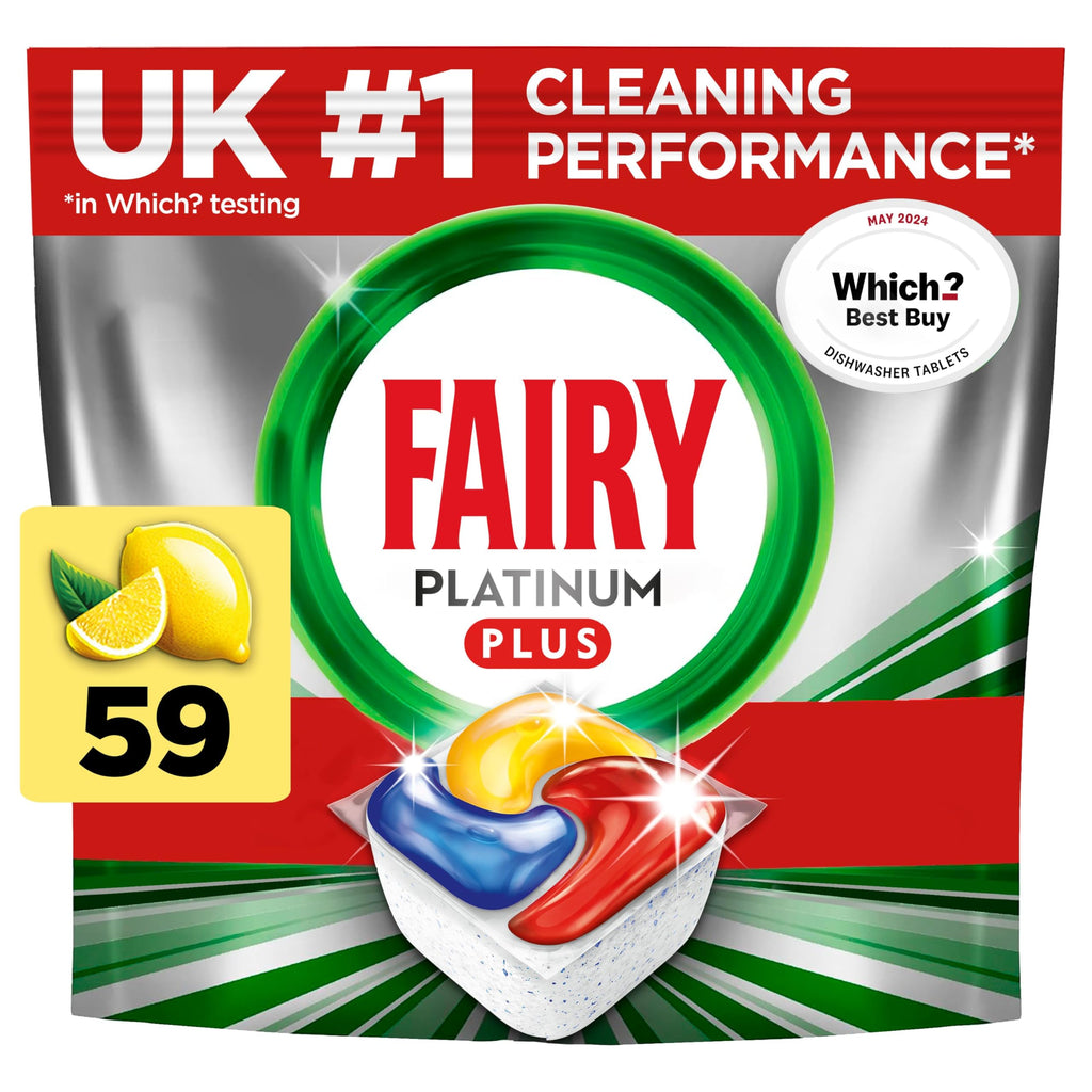 Fairy Platinum Plus Dishwasher Tablets - 42 Pack, Lemon, Anti-Dull Technology - Damaged Box