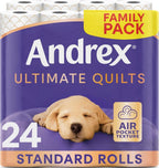 Andrex Ultimate Quilt Toilet Roll - 24 Rolls, 3-Ply, Soft Thick Sheets, Bulk Pack, FSC Certified - Damaged Box