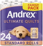 Andrex Ultimate Quilt Toilet Roll - 24 Rolls, 3-Ply, Soft Thick Sheets, Bulk Pack, FSC Certified - Damaged Box