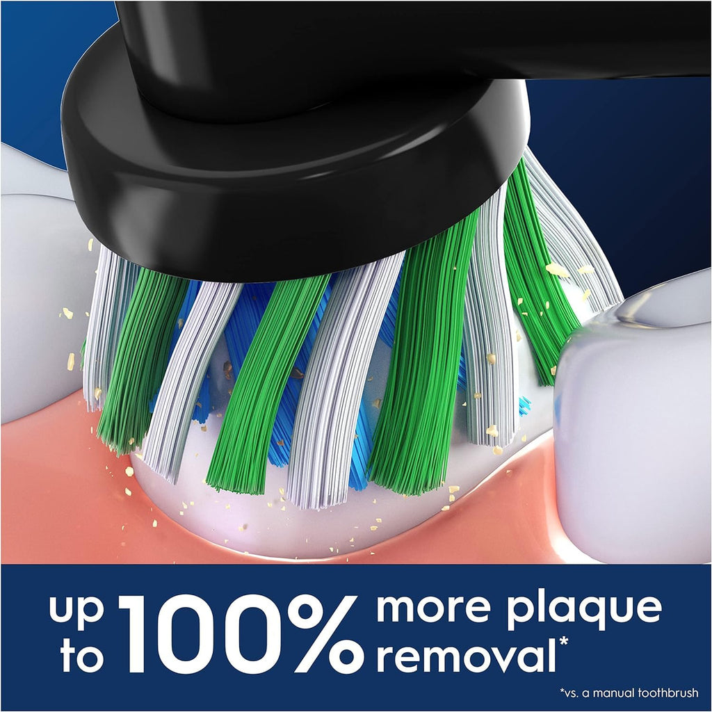 Oral-B Pro Cross Action Electric Toothbrush Head, Electric Toothbrush Heads, X-Shape and Angled Bristles for Deeper Plaque Removal, Pack of 4 Toothbrush Heads, Black, Replacement Heads - Damaged Box