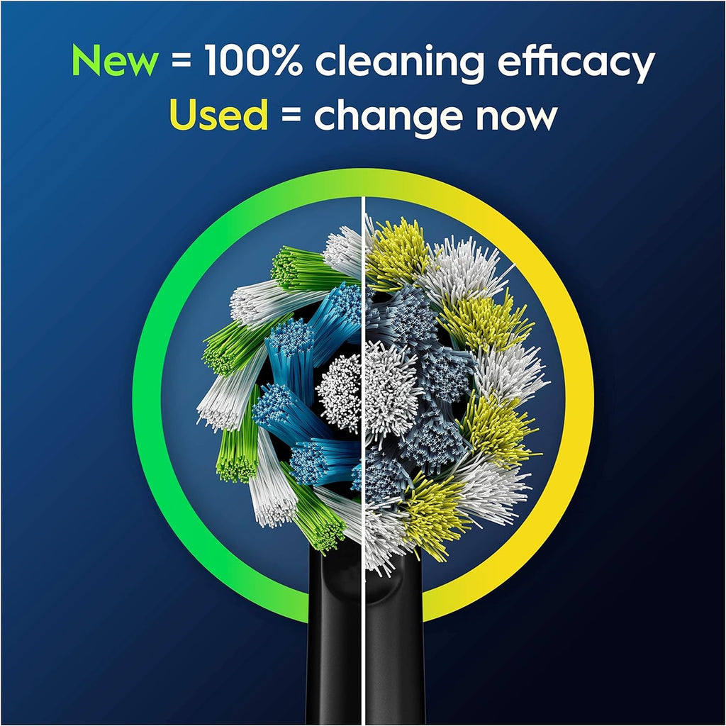 Oral-B Pro Cross Action Electric Toothbrush Head, Electric Toothbrush Heads, X-Shape and Angled Bristles for Deeper Plaque Removal, Pack of 4 Toothbrush Heads, Black, Replacement Heads - Damaged Box