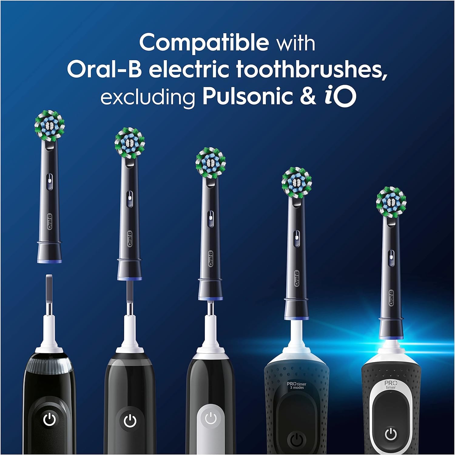 Oral-B Pro Cross Action Electric Toothbrush Head, Electric Toothbrush Heads, X-Shape and Angled Bristles for Deeper Plaque Removal, Pack of 4 Toothbrush Heads, Black, Replacement Heads - Damaged Box