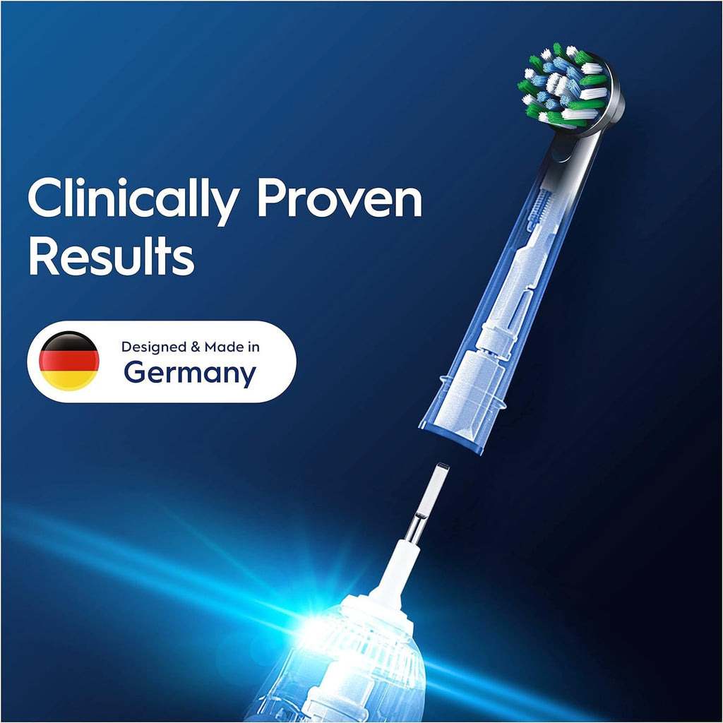 Oral-B Pro Cross Action Electric Toothbrush Head, Electric Toothbrush Heads, X-Shape and Angled Bristles for Deeper Plaque Removal, Pack of 4 Toothbrush Heads, Black, Replacement Heads - Damaged Box