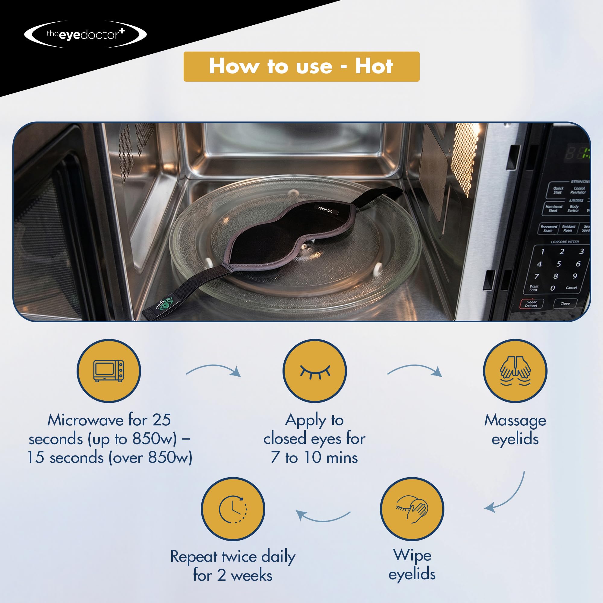The Eye Doctor Heated Eye Mask - Dry Eyes, Blepharitis, MGD Relief - Reusable Microwave Safe Warm Compress with Antibacterial Protection - Damaged Box