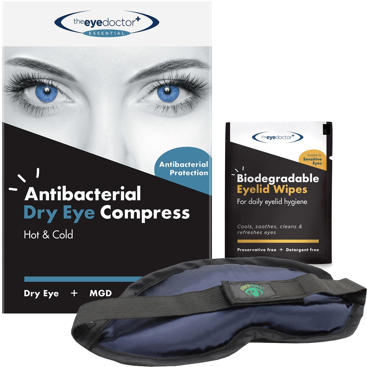 The Eye Doctor Heated Eye Mask - Dry Eyes, Blepharitis, MGD Relief - Reusable Microwave Safe Warm Compress with Antibacterial Protection - Damaged Box