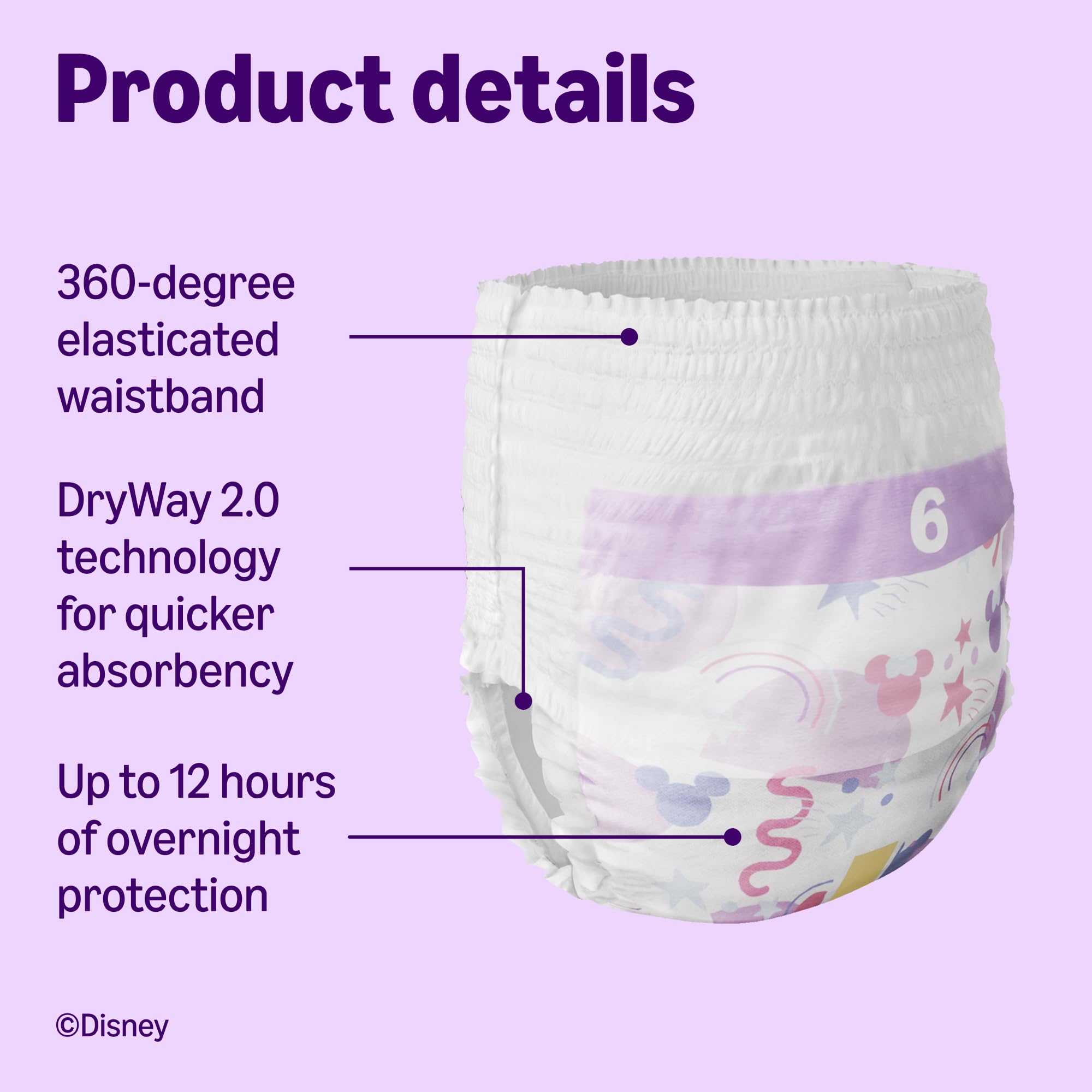 Amazon Disney Nappy Pants Size 6 (15+ kg) 60 Count - White Baby Toddler Disposable Diapers - New