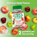 Chewy Vites Superfoods Apple Cider Vinegar Gummies, 60 Vitamin Gummies, 500 mg Apple Cider Vinegar, Vitamin C, Real Fruit Juice, 1 Month Supply, Vegan, Delicious Flavour - Very Good - BBE 09/2026