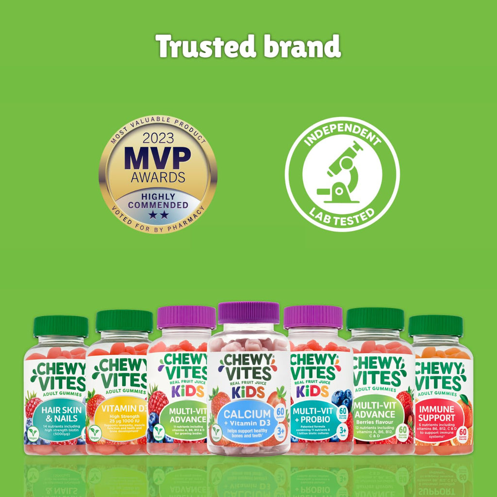 Chewy Vites Superfoods Apple Cider Vinegar Gummies, 60 Vitamin Gummies, 500 mg Apple Cider Vinegar, Vitamin C, Real Fruit Juice, 1 Month Supply, Vegan, Delicious Flavour - Very Good - BBE 09/2026